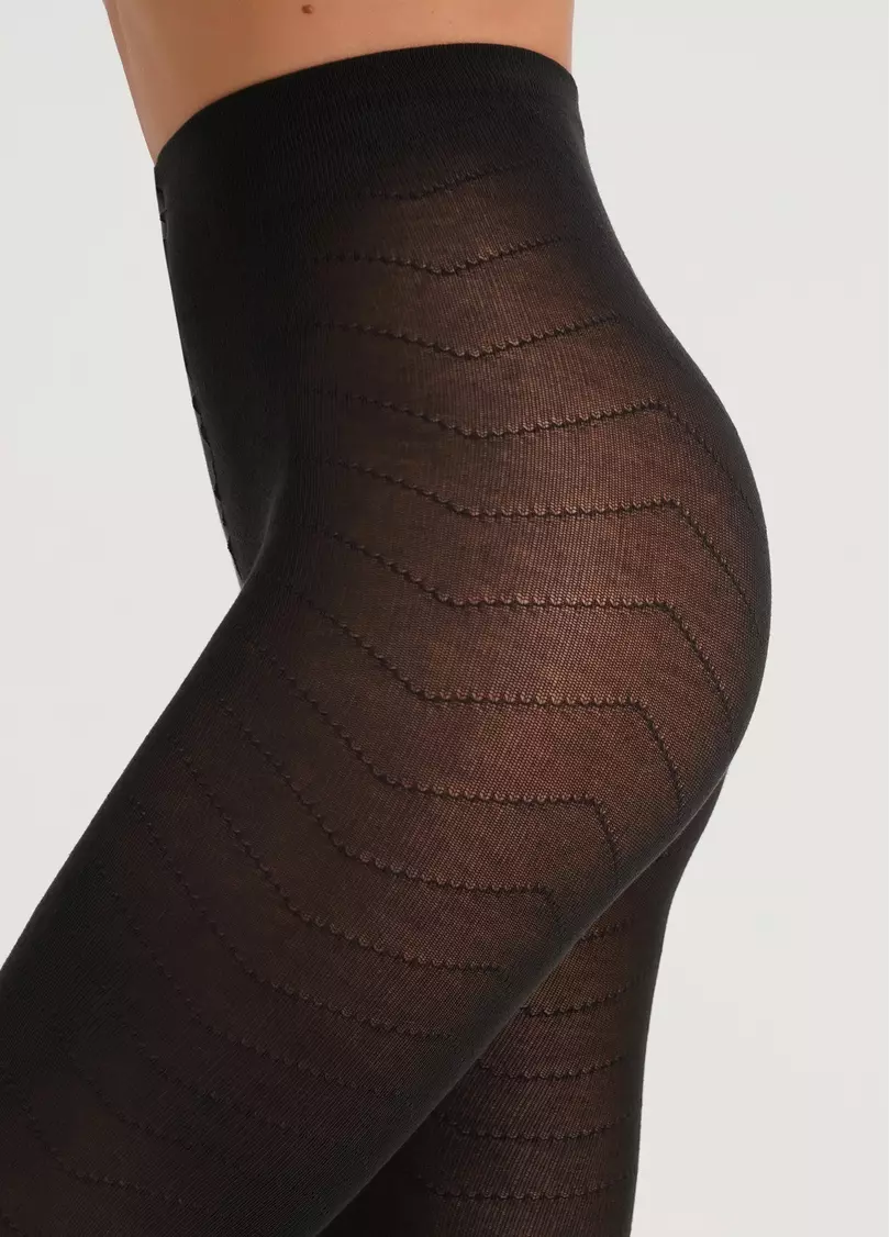Хлопковые колготки с геометрическим узором TWILL 180 (1) black (черный)