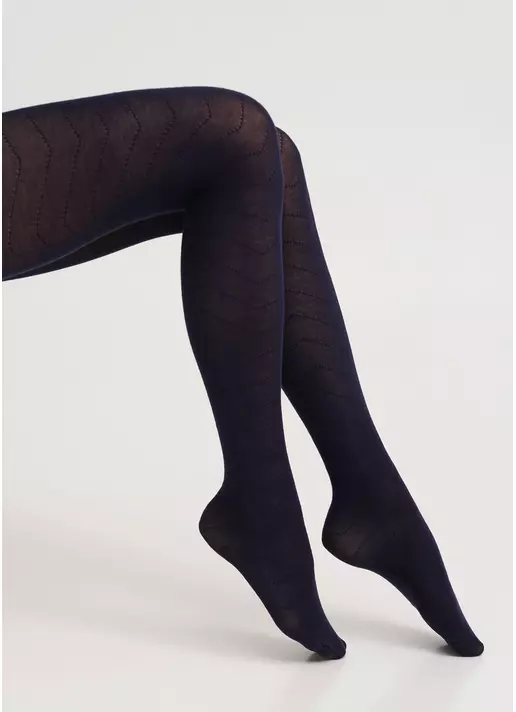 Бавовняні колготки з геометричним візерунком TWILL 180 (1) navy blazer (синій) Бавовняні колготки з геометричним візерунком TWILL 180 (1) navy blazer (синій)