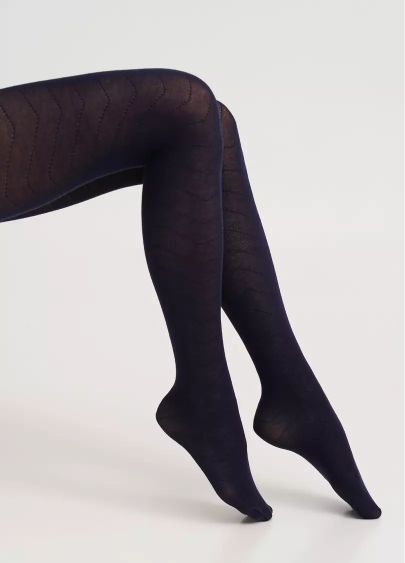 Бавовняні колготки з геометричним візерунком TWILL 180 (1) navy blazer (синій)