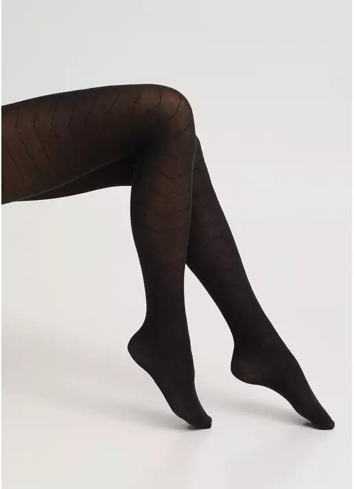 Бавовняні колготки з геометричним візерунком TWILL 180 (1) pirate black (чорний) Бавовняні колготки з геометричним візерунком TWILL 180 (1) pirate black (чорний)