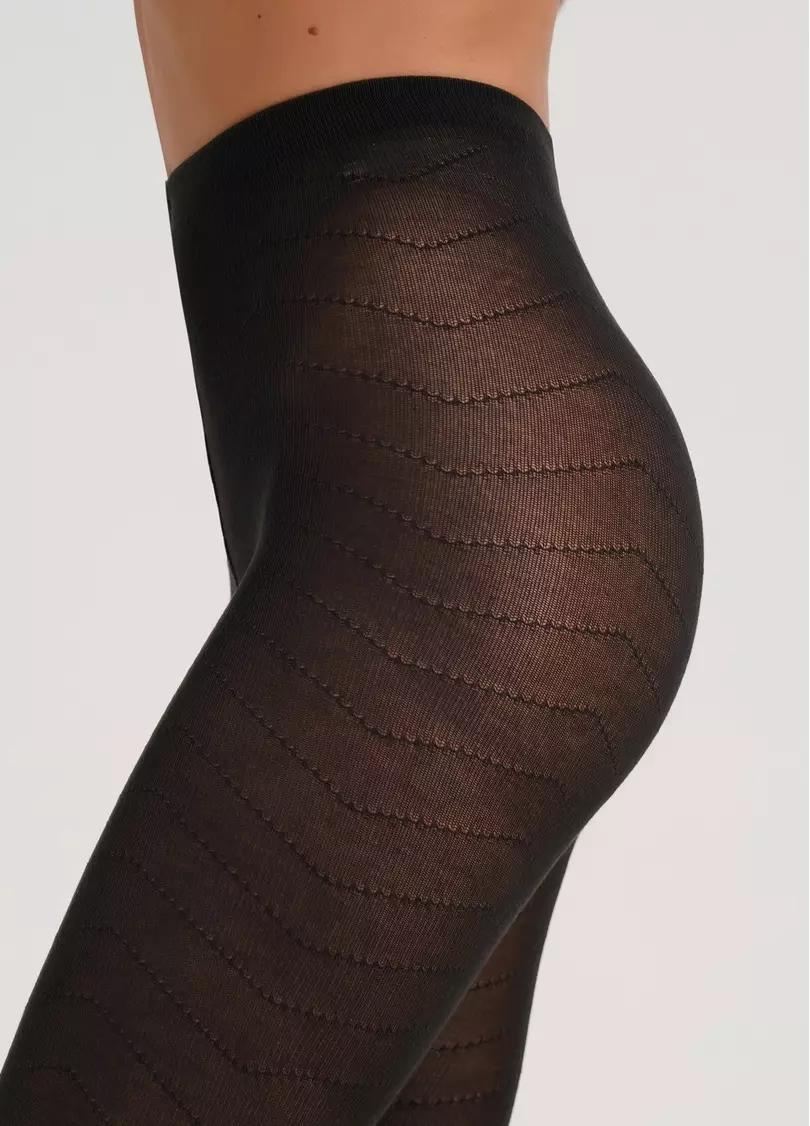 Хлопковые колготки с геометрическим узором TWILL 180 (1) pirate black (черный)