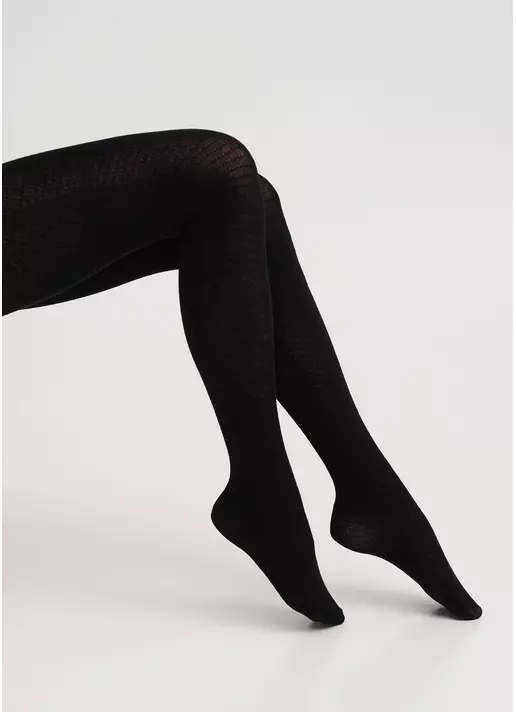 Колготки з бавовни з візерунком TWILL 180 (2) black (чорний) Колготки з бавовни з візерунком TWILL 180 (2) black (чорний)