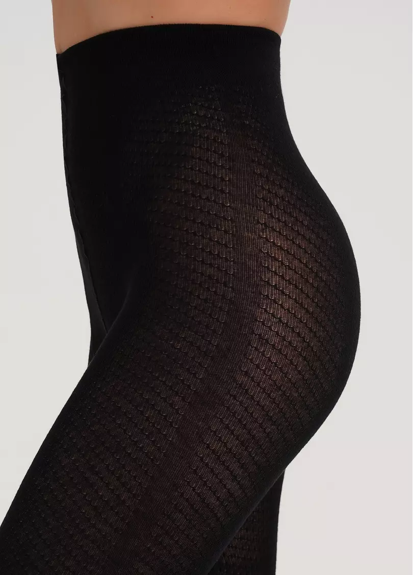 Колготки з бавовни з візерунком TWILL 180 (2) black (чорний)