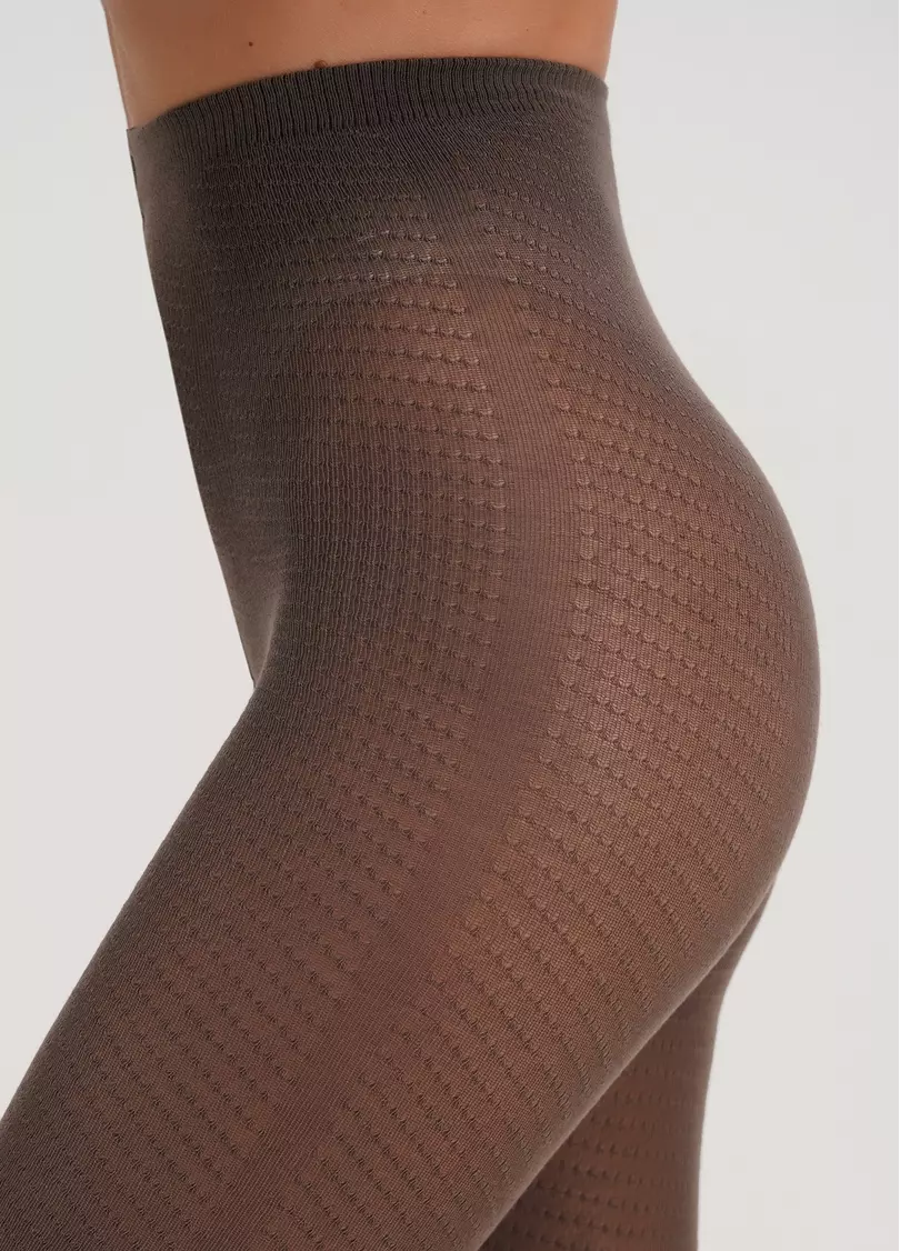 Колготки из хлопка с узором TWILL 180 (2) haze (коричневый)