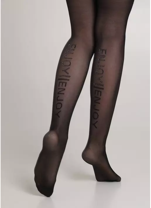 Колготки с блестящей надписью ADORE 20 (6) nero (черный)