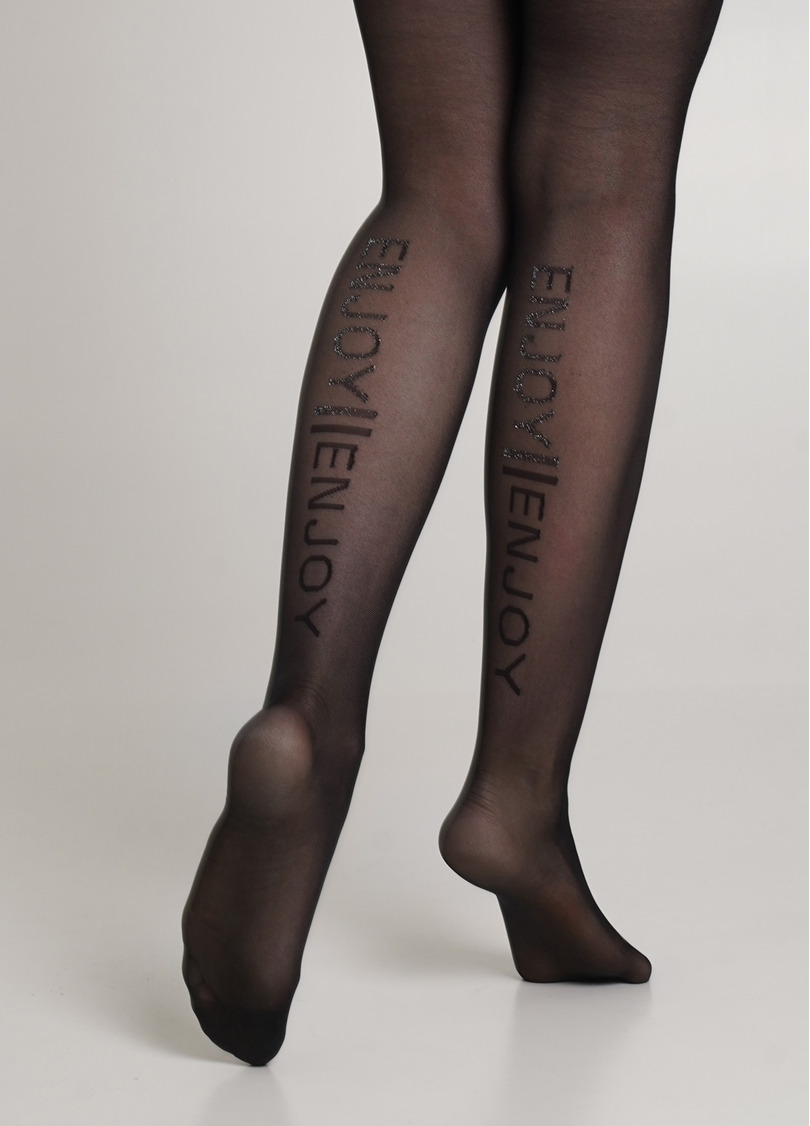 Колготки з блискучим написом ADORE 20 (6) nero (чорний)
