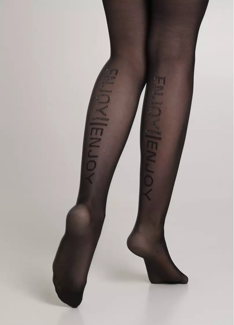 Колготки з блискучим написом ADORE 20 (6) nero (чорний)