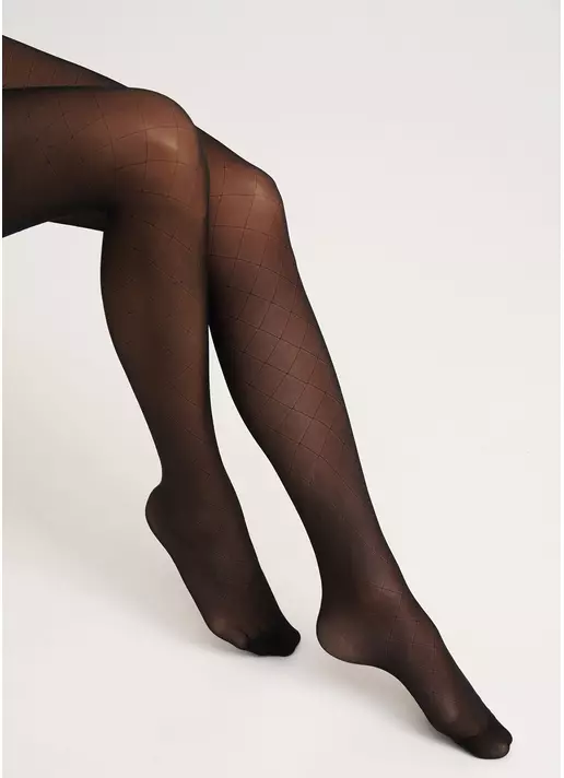 Колготки з геометричним візерунком AFINA 40 (2) nero (чорний) Колготки з геометричним візерунком AFINA 40 (2) nero (чорний)