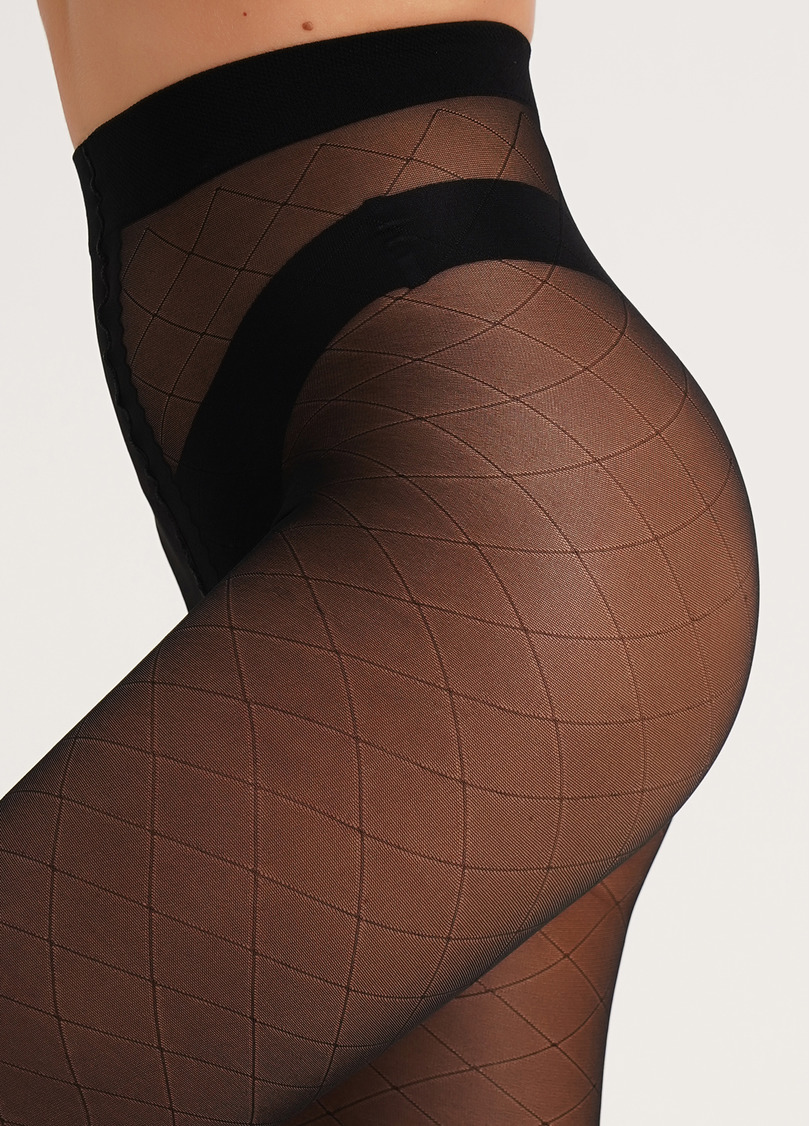 Колготки з геометричним візерунком AFINA 40 (2) nero (чорний)