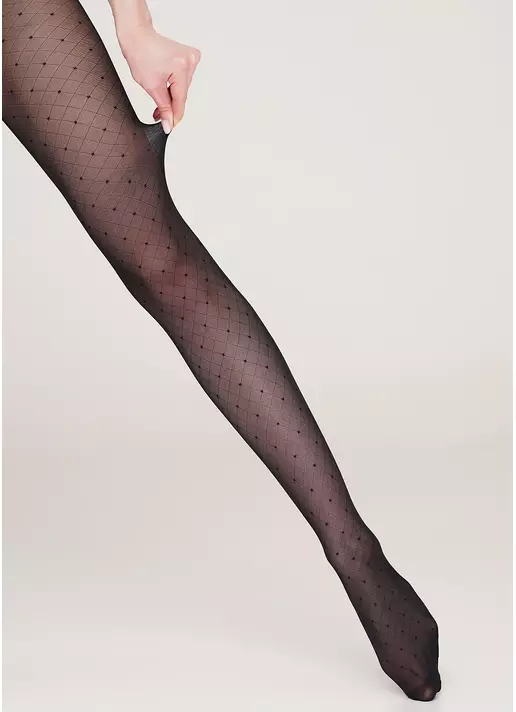 Колготки с геометрическим узором и в точку Afina 40 den model 3 (nero)
