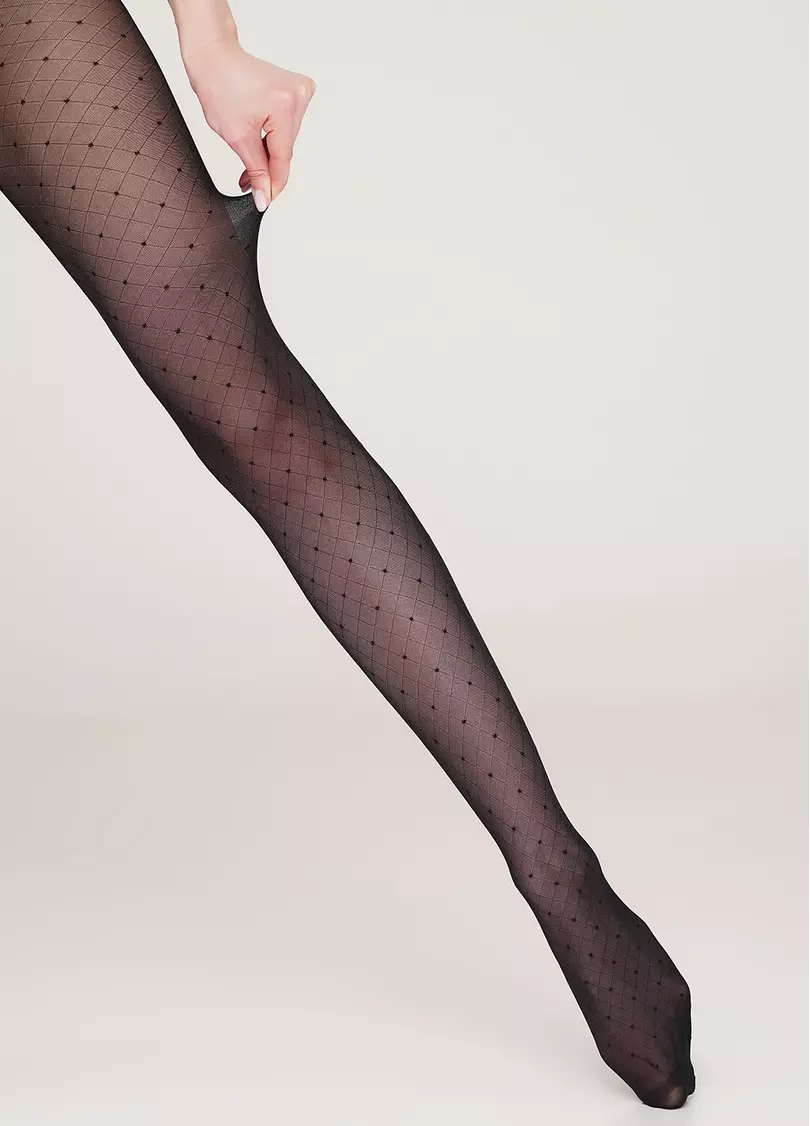 Колготки с геометрическим узором и в точку Afina 40 den model 3 (nero)
