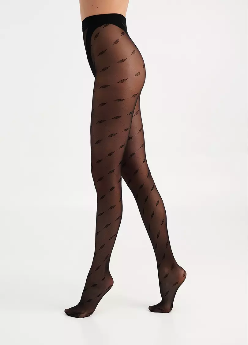 Колготки в колоски AFINA 40 (6) nero (чорний)