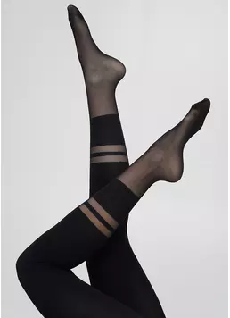 Колготки з прозорими смугами та стопою ALIKE 40 (1) nero (чорний)