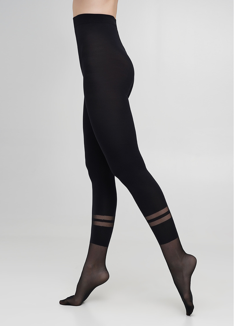 Колготки з прозорими смугами та стопою ALIKE 40 (1) nero (чорний)