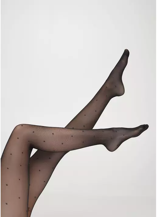 Колготки прозорі в блискучий горох ALISON 20 (2) nero (чорний)