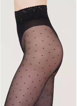 Колготы на кружевном поясе в мелкий горошек Amalia Impresso 40 den model 1 (nero)