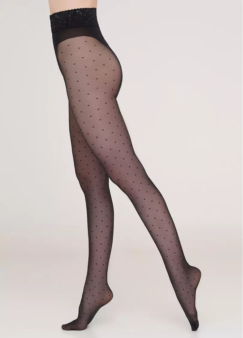 Колготы на кружевном поясе в мелкий горошек Amalia Impresso 40 den model 1 (nero)
