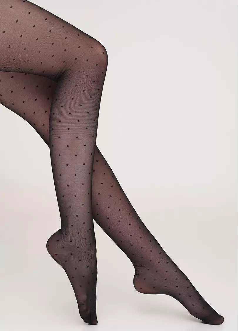 Колготы на кружевном поясе в мелкий горошек Amalia Impresso 40 den model 1 (nero)