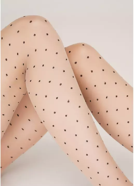Колготы на кружевном поясе в мелкий горошек Amalia Impresso 40 den model 1 (nero/glace)