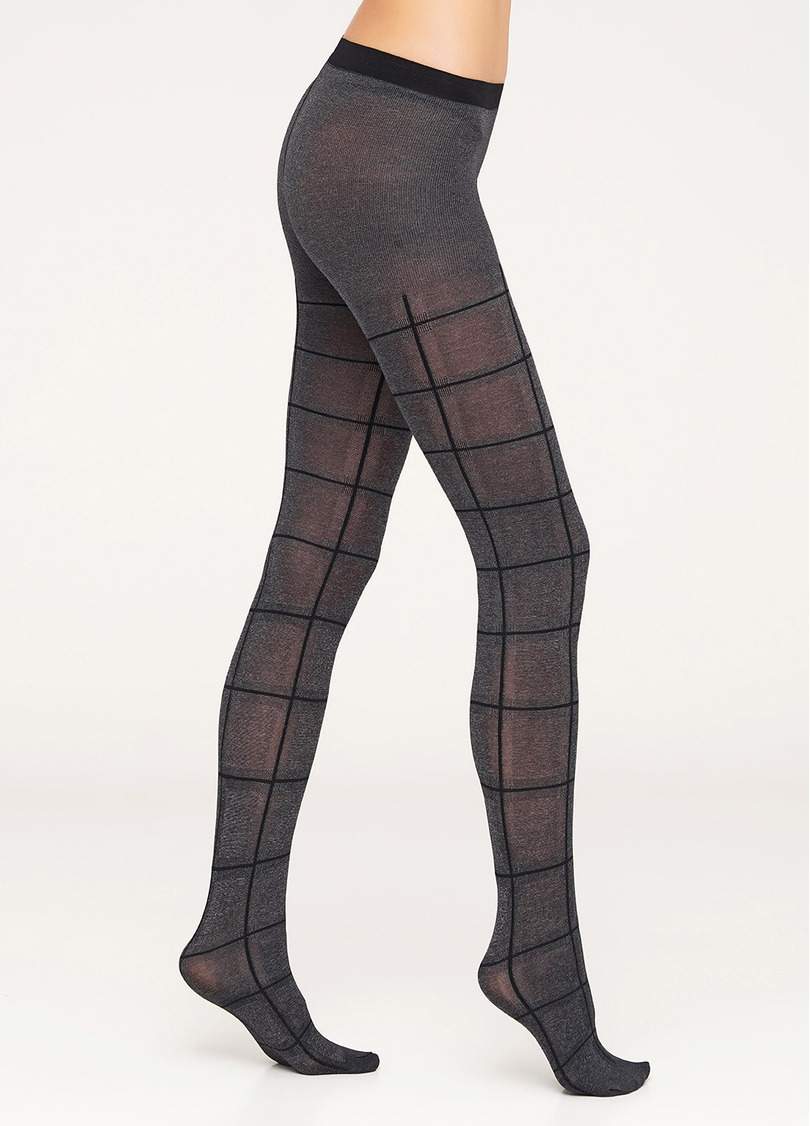 Колготки меланжеві з геометричним візерунком Amina 60 den model 1 (dark grey melange/black)