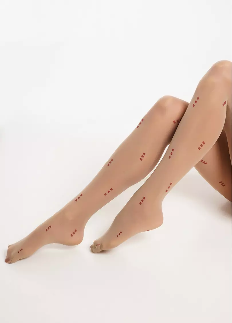Колготки з геометричним малюнком ARIA 40 (1) glace/marsala (бежевий/червоний)