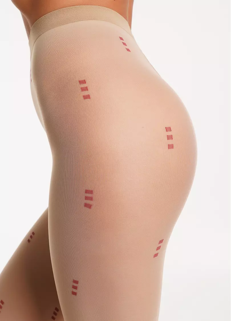 Колготки з геометричним малюнком ARIA 40 (1) glace/marsala (бежевий/червоний)