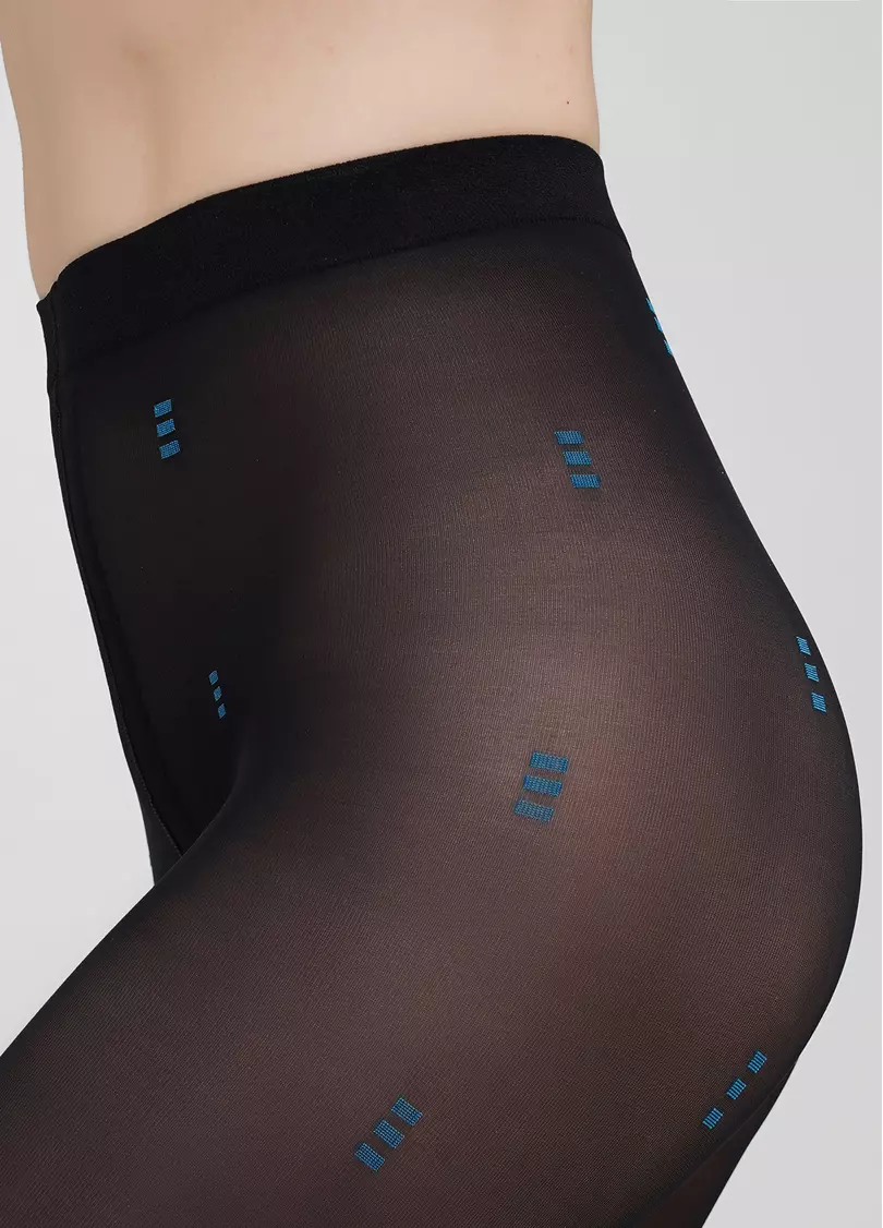 Колготки с геометрическим рисунком ARIA 40 (1) nero/blue (черный/голубой)
