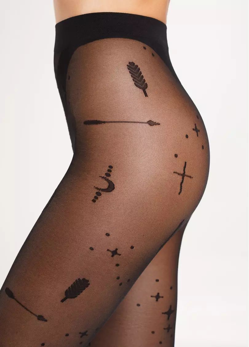 Колготки с тату в стиле бохо BOHO 40 (1) nero (черный)