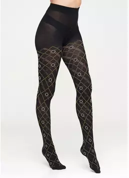 Колготы теплые с геометрическим рисунком Bonita 150 den model 1 (nero/green)