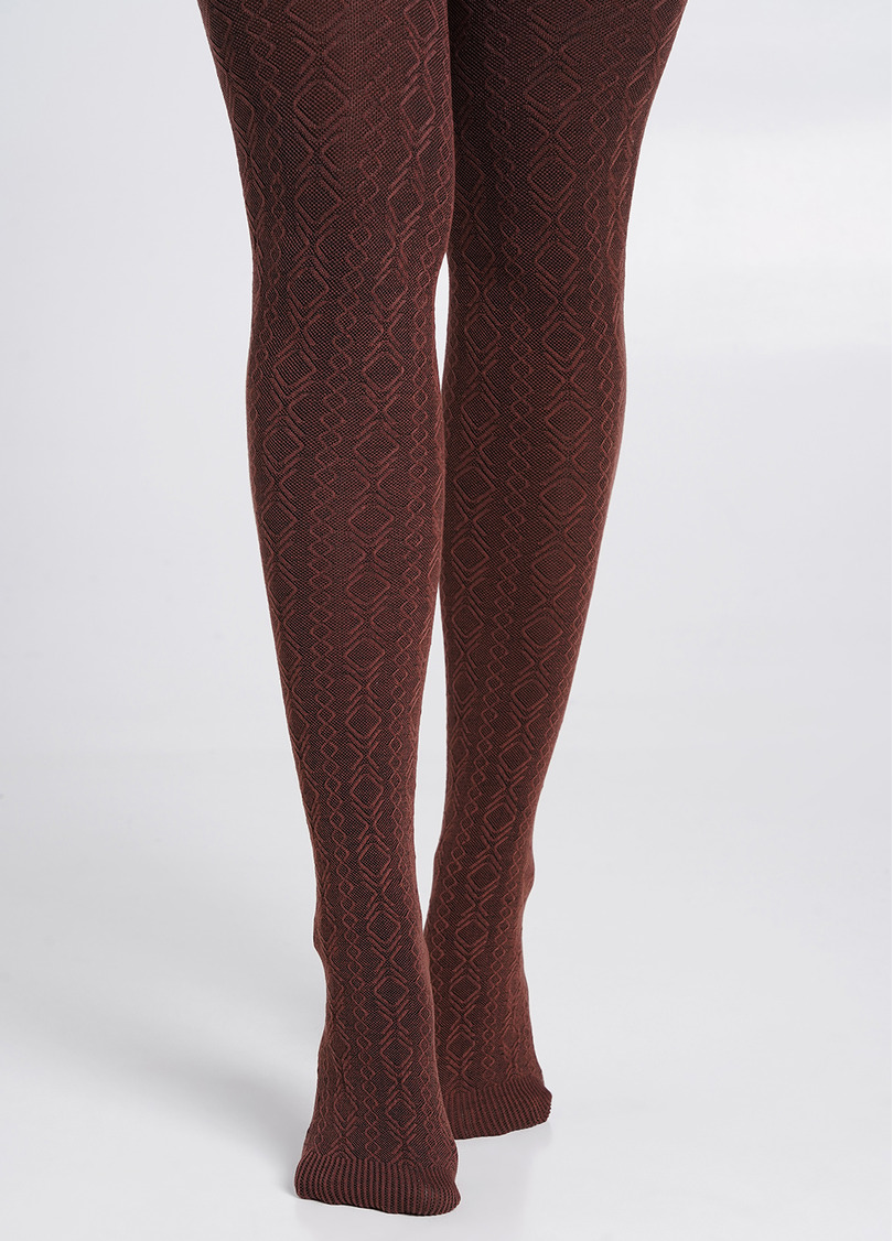 Колготки хлопковые с объемным узором BRAID 150 (1) mink (коричневый)