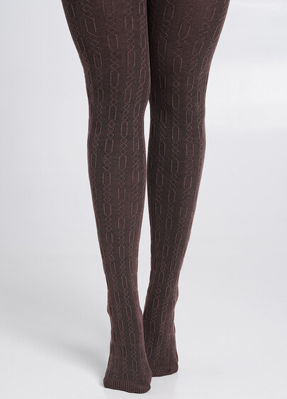 Колготки из хлопка с узором BRAID 150 (3) deep taupe (коричневый)