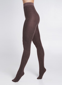 Колготки из хлопка с узором BRAID 150 (3) deep taupe (коричневый)