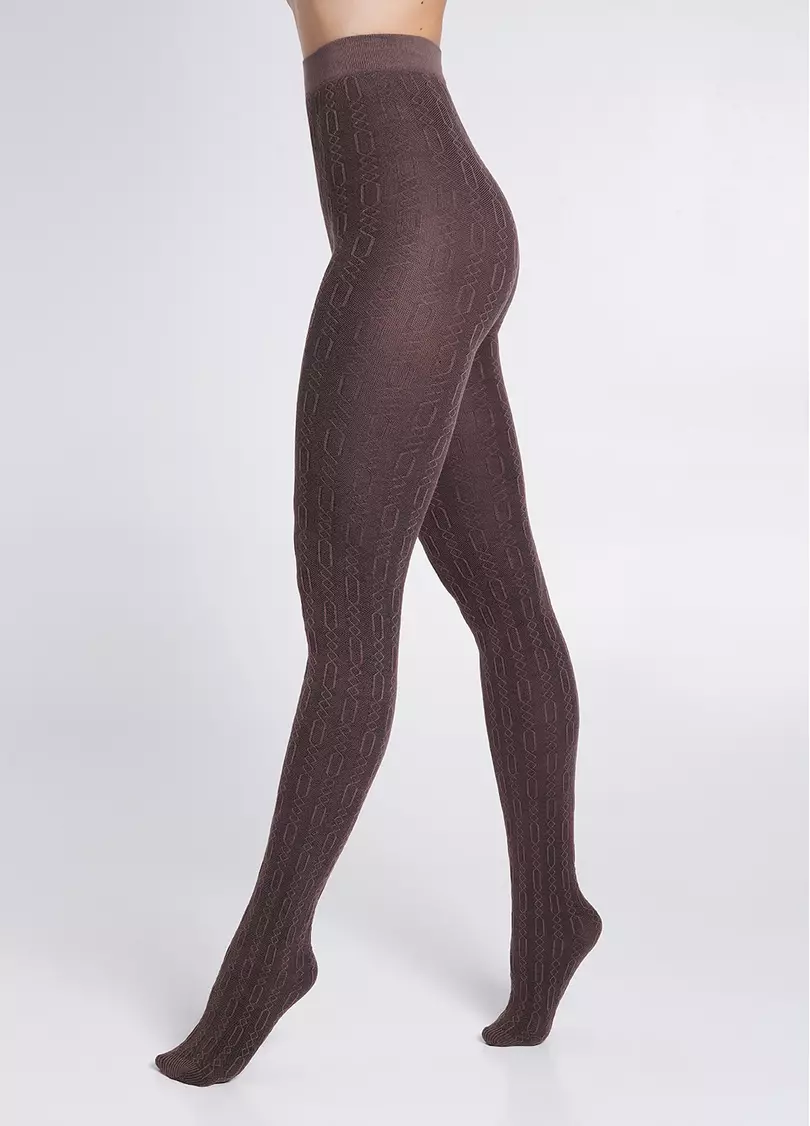 Колготки из хлопка с узором BRAID 150 (3) deep taupe (коричневый)