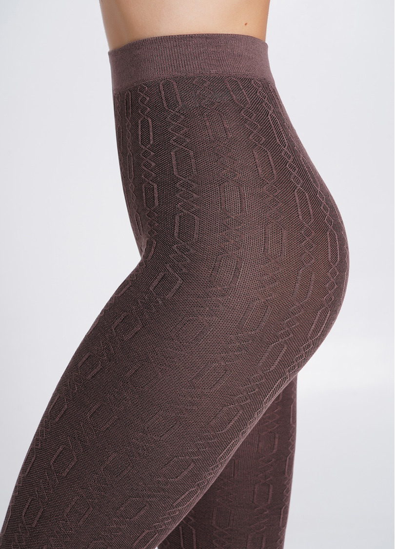 Колготки из хлопка с узором BRAID 150 (3) deep taupe (коричневый)