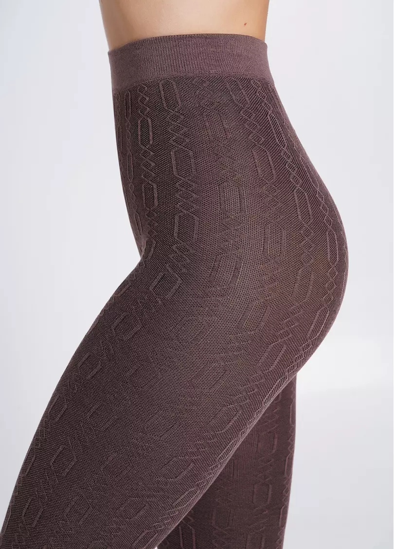 Колготки из хлопка с узором BRAID 150 (3) deep taupe (коричневый)