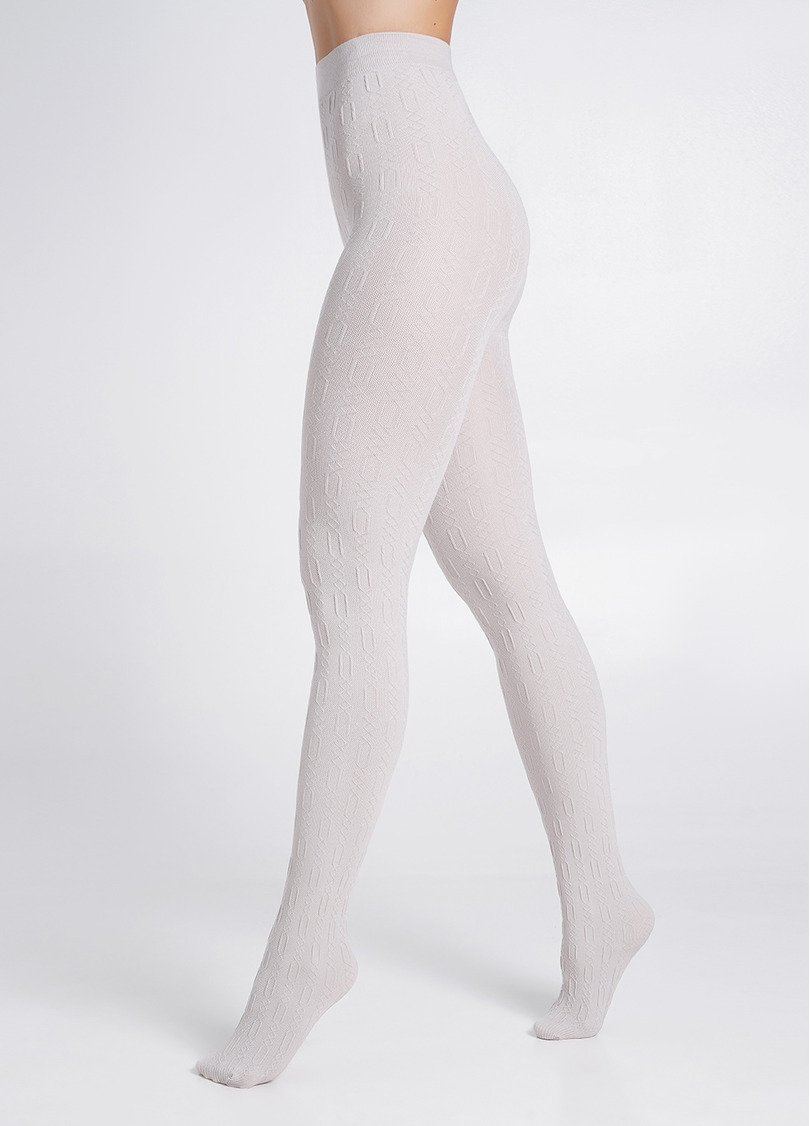 Колготки з бавовни з візерунком BRAID 150 (3) moonlight (бежевий)