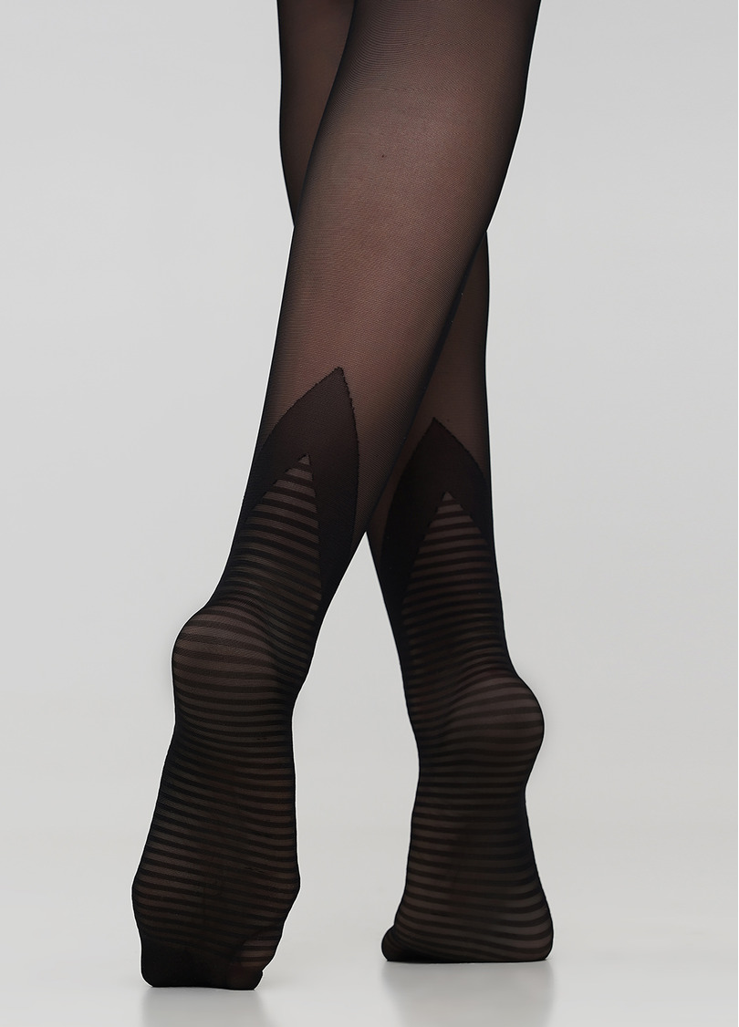 Колготки з імітацією шкарпеток в смужку CROSSWALK 20 (1) nero (чорний)