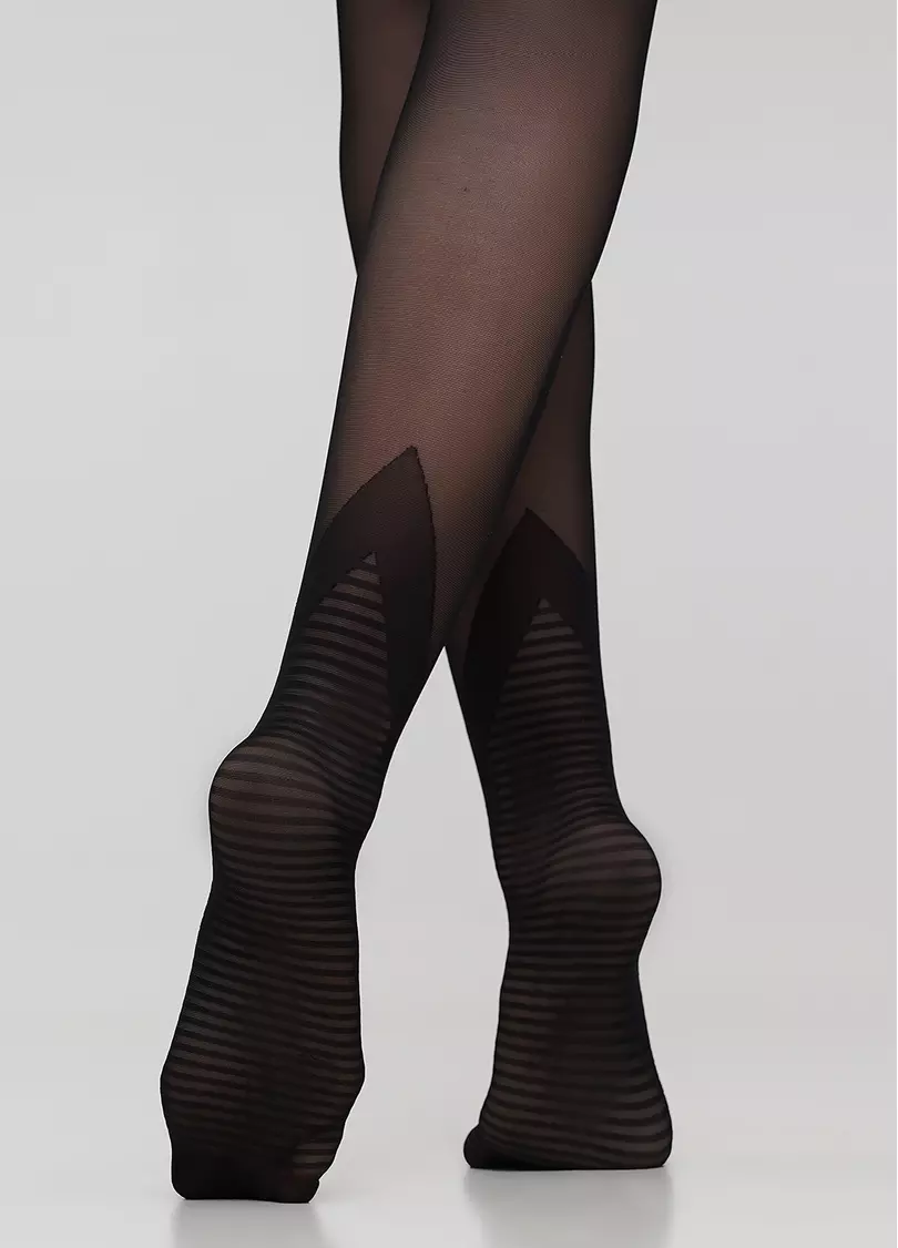 Колготки с имитацией носков в полоску CROSSWALK 20 (1) nero (черный)