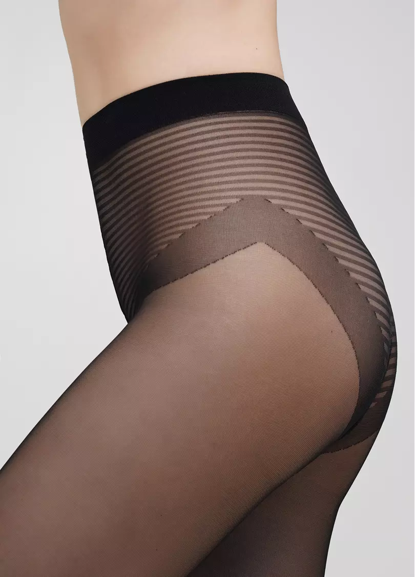 Колготки с имитацией носков в полоску CROSSWALK 20 (1) nero (черный)