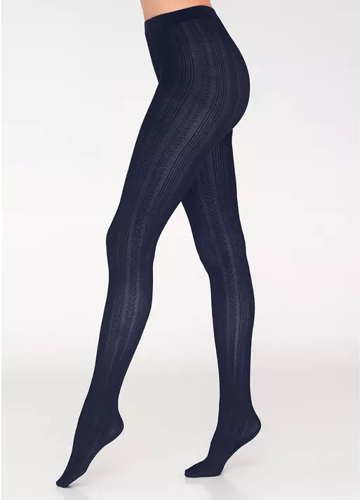Колготы хлопковые с узором Delicate Voyage 150 den model 6 (navy)