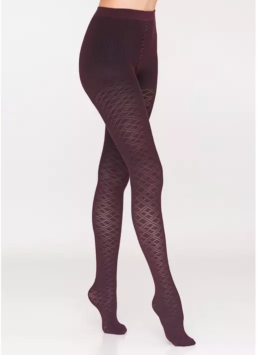 Теплі колготки з геометричним малюнком DEMI 120 (3) (marsala)