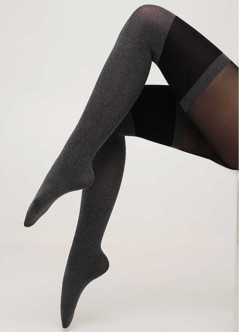 Колготки с имитацией чулок ENJOY MELANGE 60 (2) dark grey melange (серый)