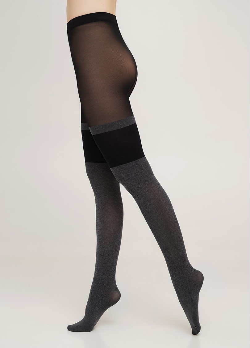 Колготки с имитацией чулок ENJOY MELANGE 60 (2) dark grey melange (серый)