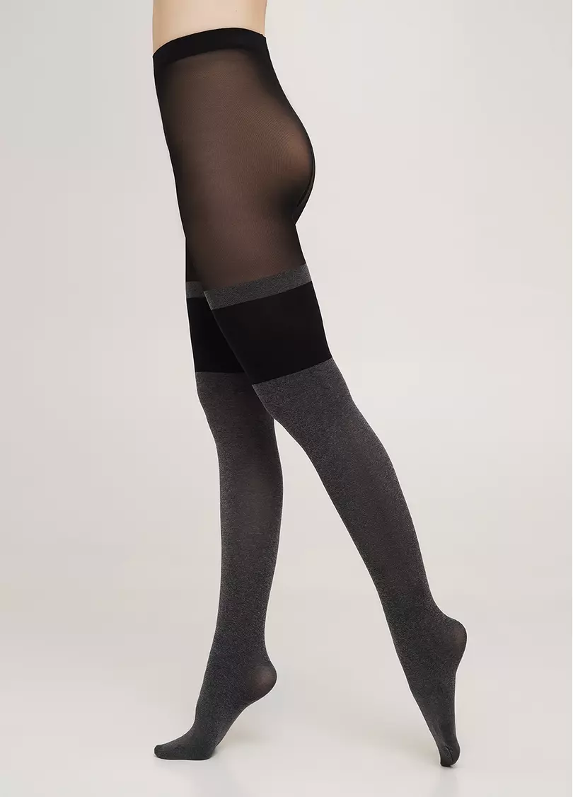 Колготки с имитацией чулок ENJOY MELANGE 60 (2) dark grey melange (серый)