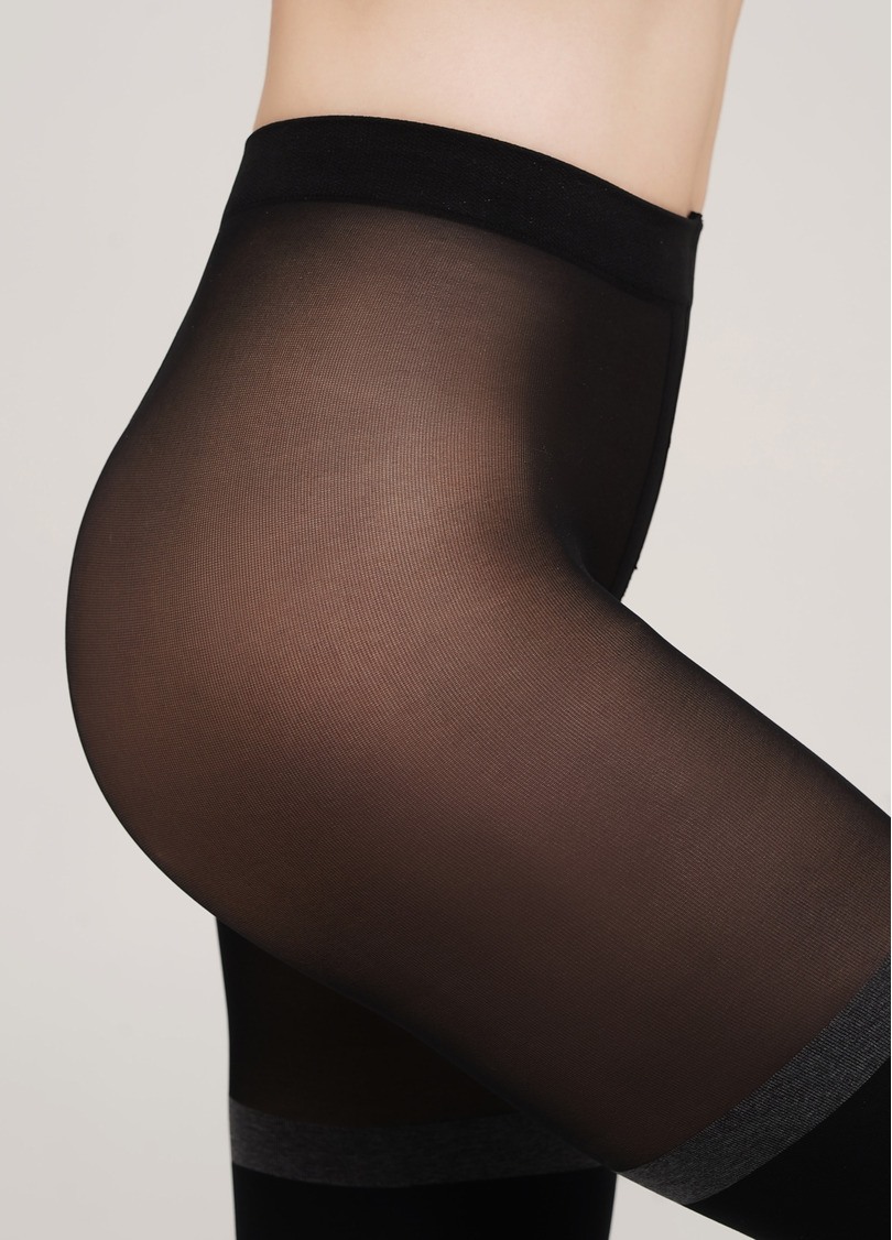 Колготки с имитацией чулок ENJOY MELANGE 60 (2) dark grey melange (серый)
