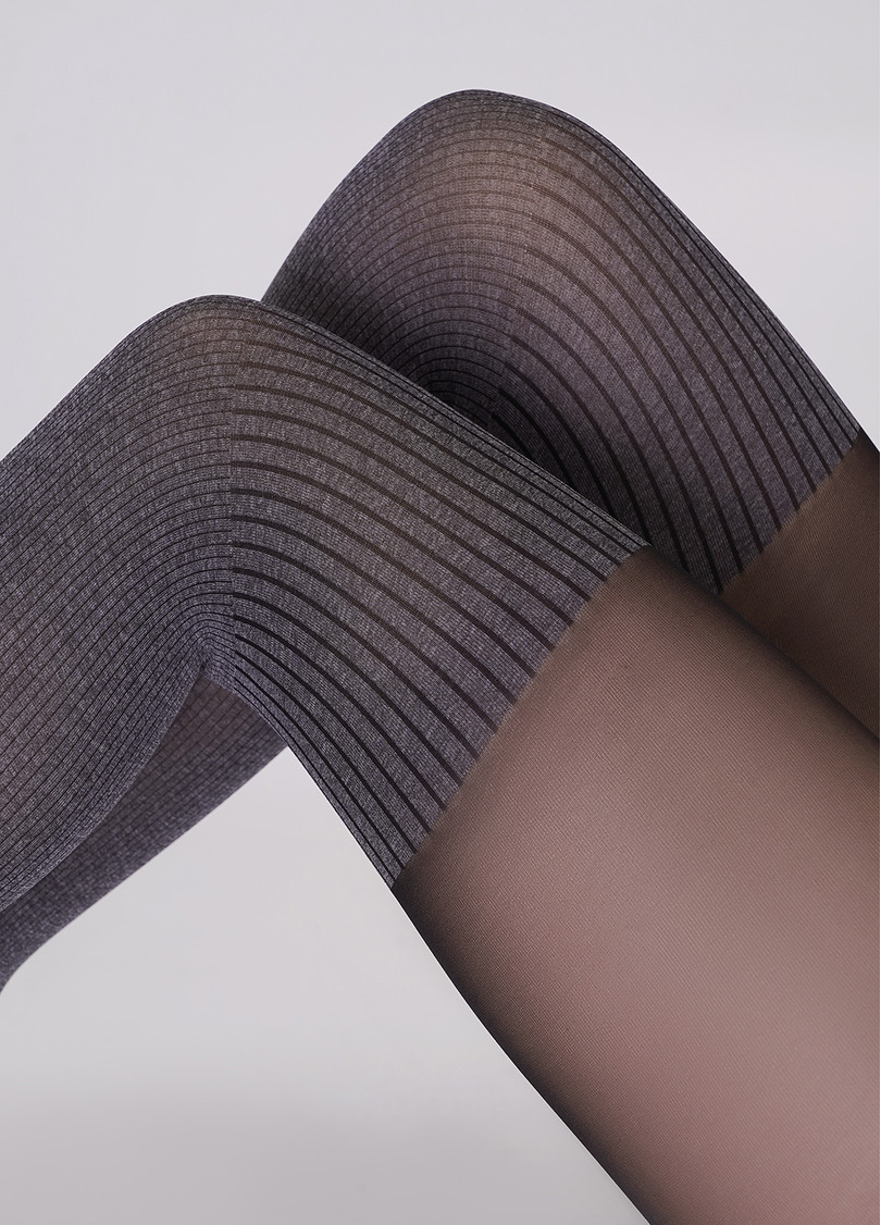 Колготки з імітацією бавовняних ботфортів ENJOY MELANGE 60 (4) dark grey melange (сірий меланж)