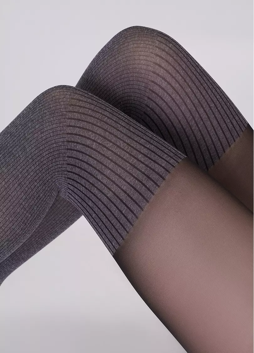 Колготки с имитацией хлопковых ботфортов ENJOY MELANGE 60 (4) dark grey melange (серый меланж)