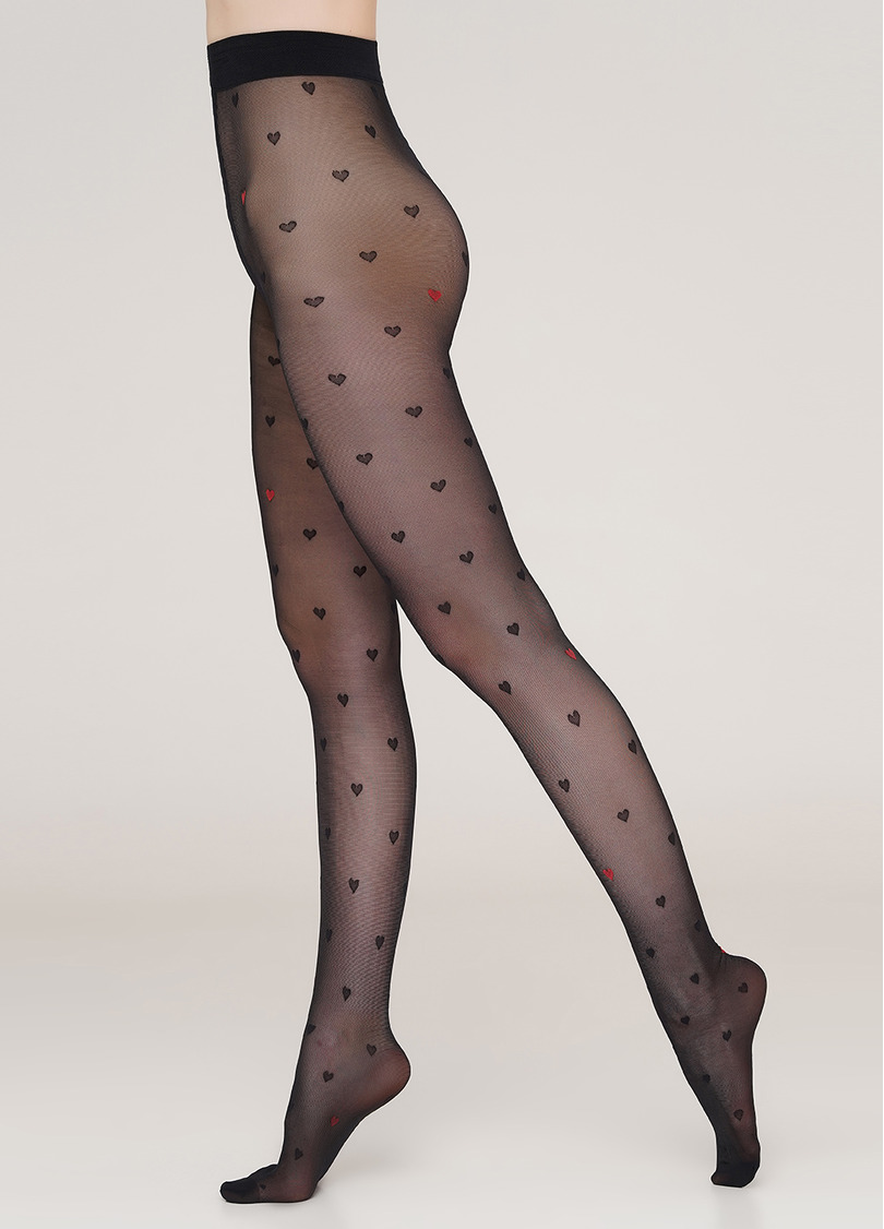 Колготки в дрібні серця Eva 20 den model 1 nero (чорний)