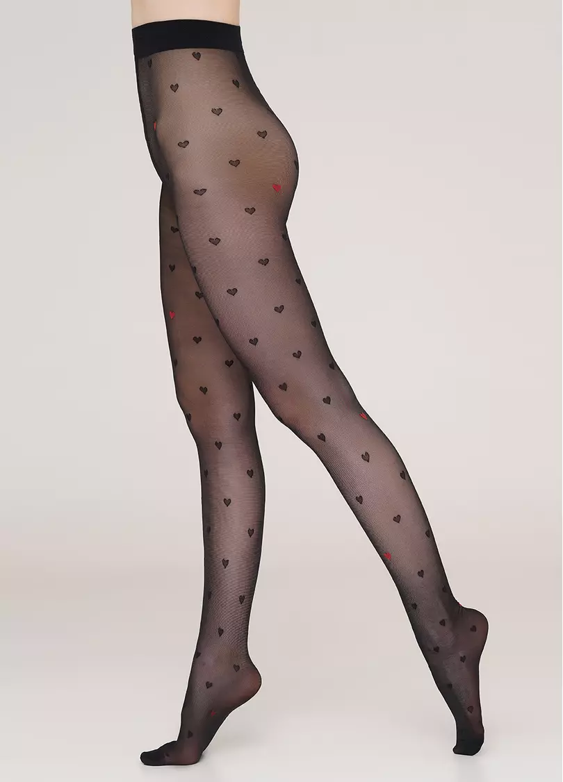 Колготки в мелкие сердца Eva 20 den model 1 nero (черный)