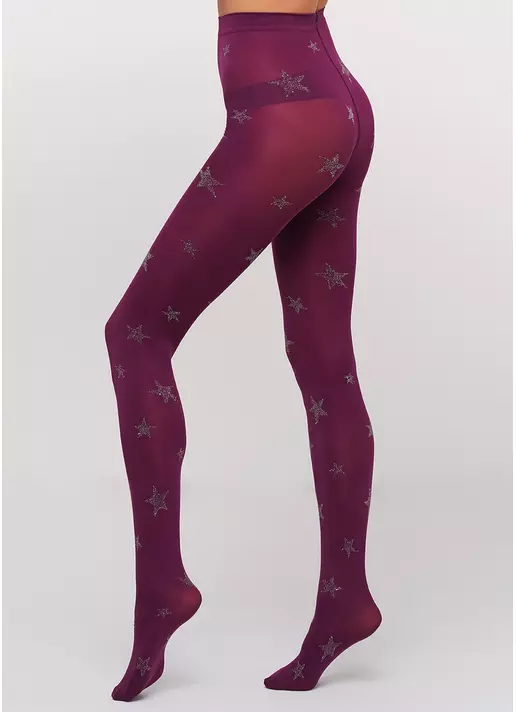 Колготи з зірками з люрексу Evelyn 60 den model 1 (port wine)